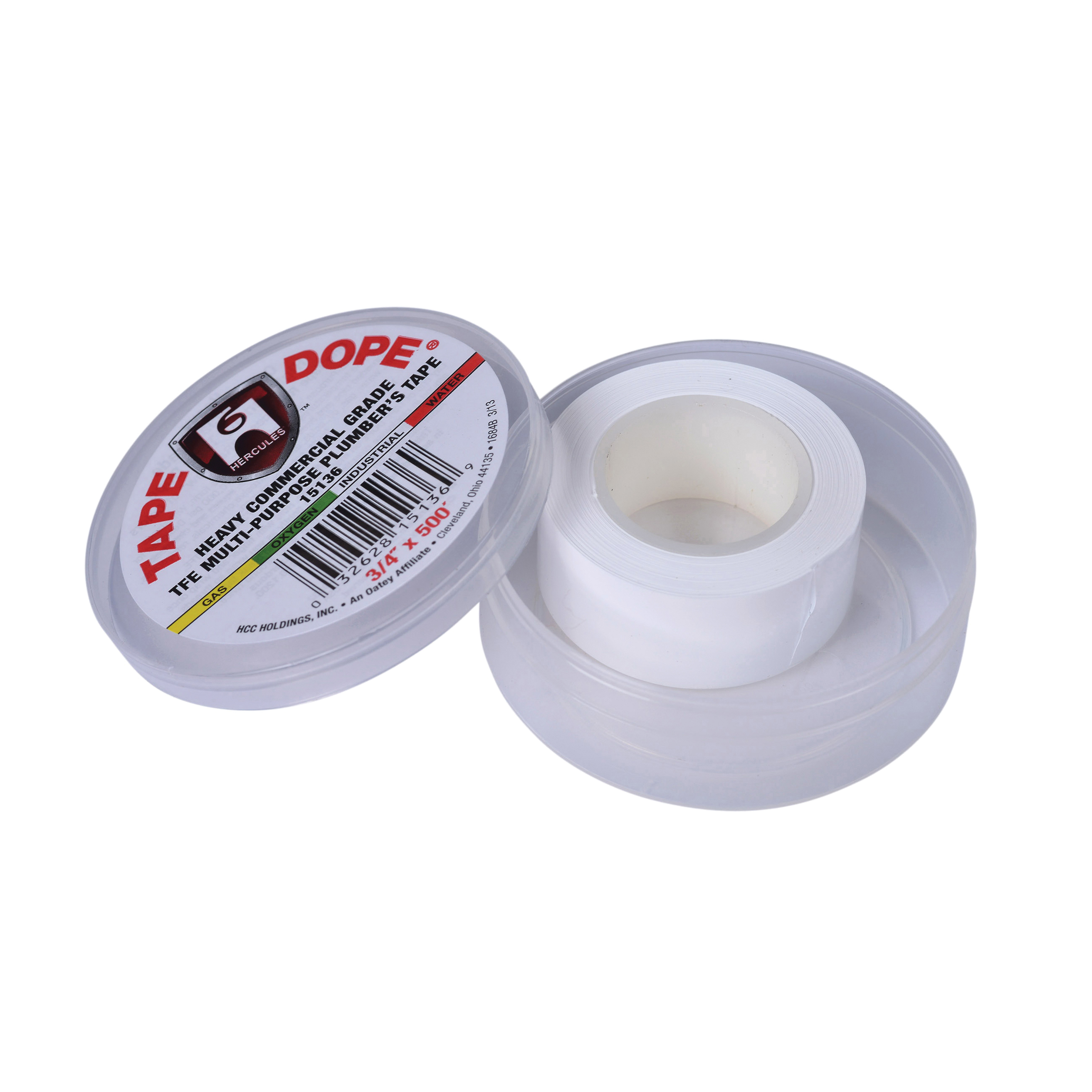 Hercules 15136 Tape Dope, 500 in L x 3/4 in W x 3.5 mil THK, PTFE