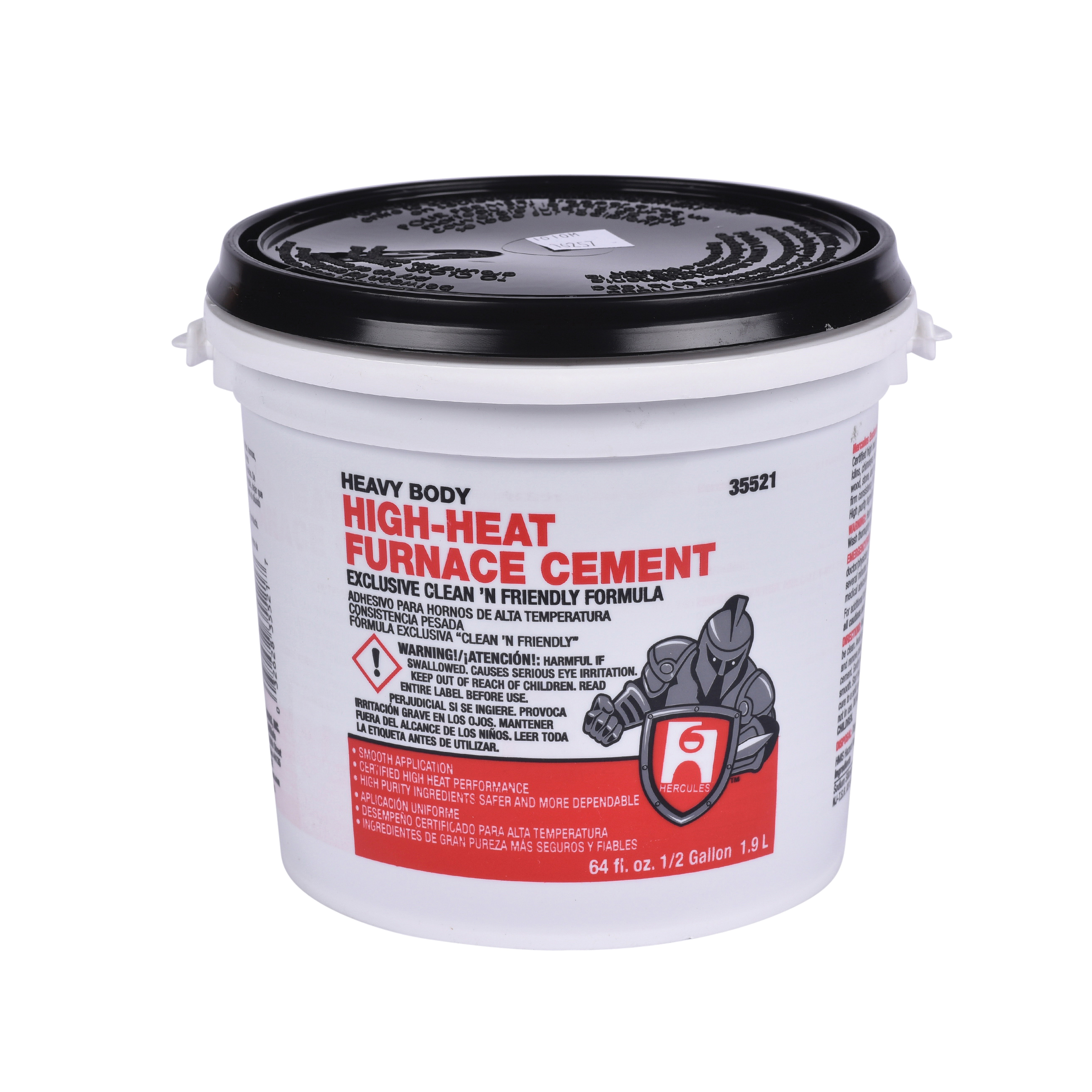 Hercules 35521 High Heat Furnace Cement, 64 gal, Paste Form, Tan/Black