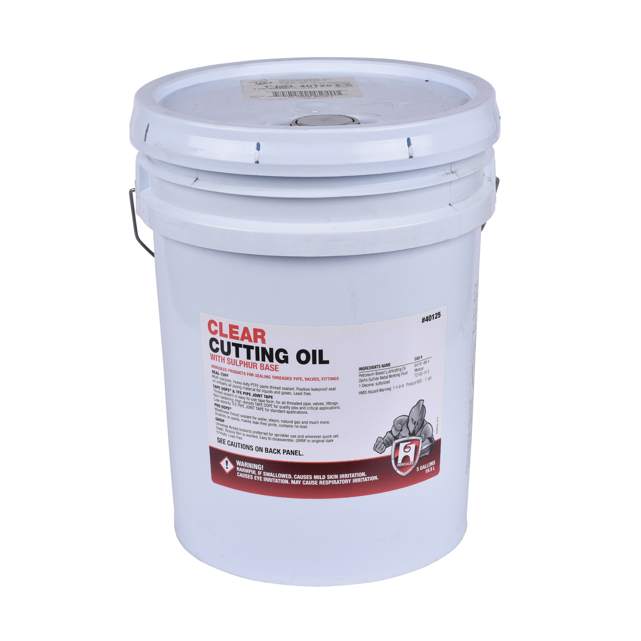 Hercules 40125 Cutting Oil, 5 gal, Slight Hydrocarbon Odor/Scent, Liquid Form, Clear