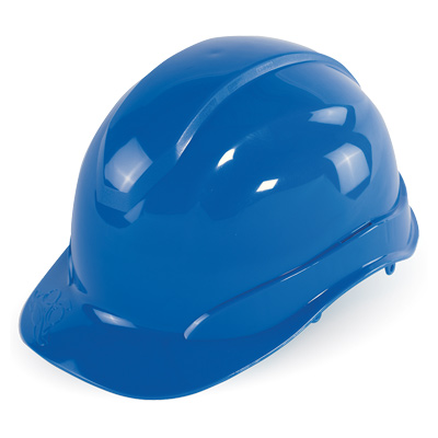 Bullhead Safety Head Protection Blue Unvented Cap Style Hard Hat With Six-Point Ratchet Suspension One Size