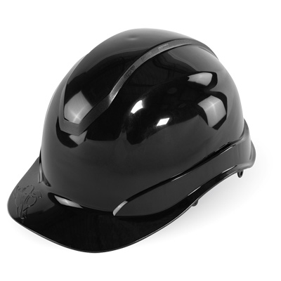 Bullhead Safety Head Protection Black Unvented Cap Style Hard Hat With Six-Point Ratchet Suspension One Size