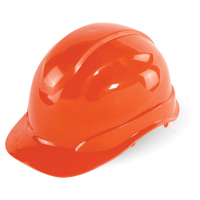 Bullhead Safety Head Protection Orange Unvented Cap Style Hard Hat With Six-Point Ratchet Suspension One Size