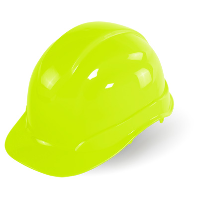 Bullhead Safety Head Protection High-Visibility Yellow/Green Unvented Cap Style Hard Hat With Six-Point Ratchet Suspension One Size