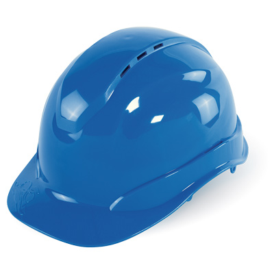 Bullhead Safety Head Protection Blue Vented Cap Style Hard Hat with Six-Point Ratchet Suspension One Size