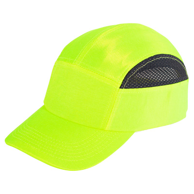 Bullhead Safety Head Protection High-Visibility Yellow With Black Mesh Baseball Style Bump Cap One Size