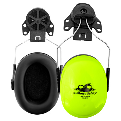Bullhead Safety Hearing Protection Premium High-Visibility Cap Mounted NRR 22 dB Earmuffs One Size