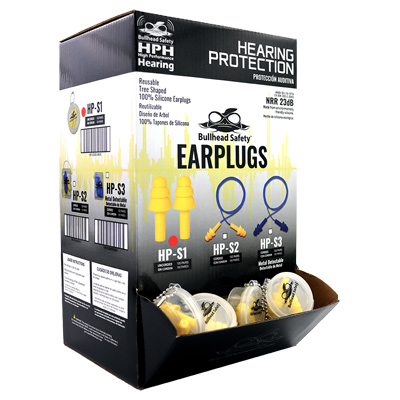 Bullhead Safety Hearing Protection Uncorded Reusable Silicone NRR 23 dB Earplugs One Size
