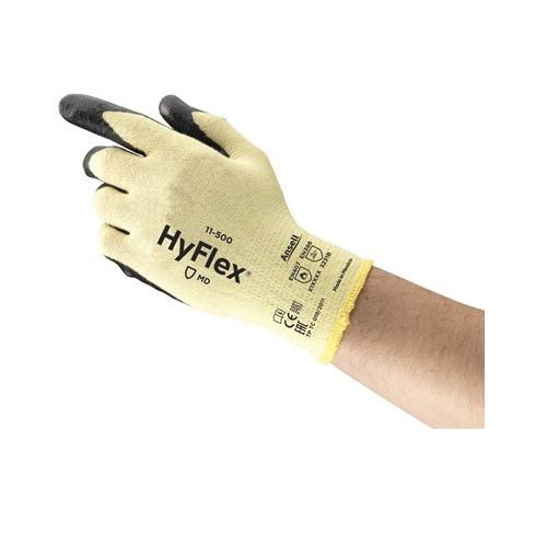 HyFlex 11-500-06 Medium Duty Silicone-Free Cut-Resistant Gloves, XS/SZ 6, Foam Nitrile Coating, DuPont Kevlar/Lycra/Nitrile/Nylon, Knit Wrist Cuff, Resists: Abrasion, Cut and Puncture, ANSI Cut-Resistance Level: A2, ANSI Puncture-Resistance Level: 3