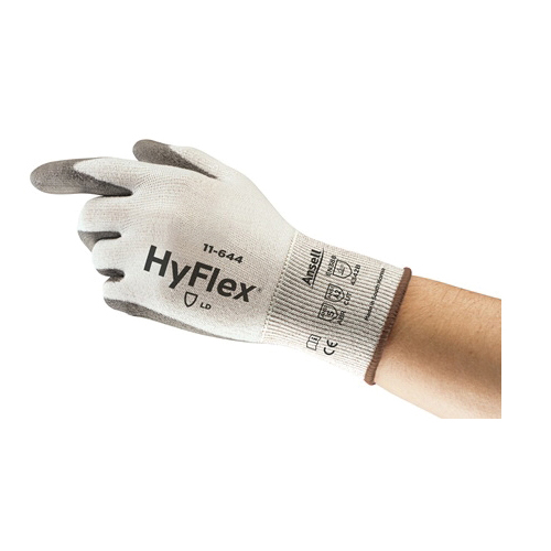 HyFlex 11-644-06 Medium Duty Cut-Resistant Gloves, XS/SZ 6, Polyurethane Coating, Polyethylene, Knit Wrist Cuff, Resists: Abrasion, Cut, Impact and Puncture, ANSI Cut-Resistance Level: A2, Right/Left Hand