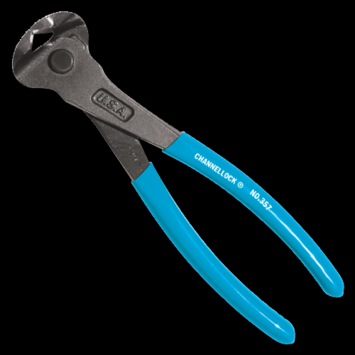 Channellock 357 Non-Insulated Long Jaw Cutting Plier, 1-5/8 in Cutting, 11/32 in General Jaw, 7-1/2 in OAL, Plastic Dipped Handle