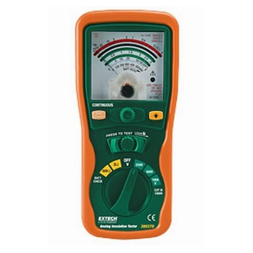 Extech 380320 High Voltage Manual Ranging Insulation Tester, 0 to 600 VAC, 1 to 500 Ohm, +/-5 % Accuracy, Analog Display, CAT III 1000V, CAT IV 600V
