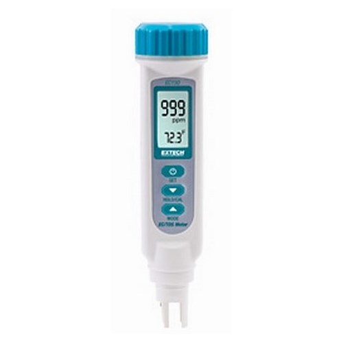Extech EC150 Conductivity/TDS/Temperature Meter, 0 to 1999 uS/cm to 0 to 19.99 mS/cm, -32 to 122 deg F, +/-1% Full Scale, +/-0.9 deg F/deg C, (4) LR44 Button Batteries