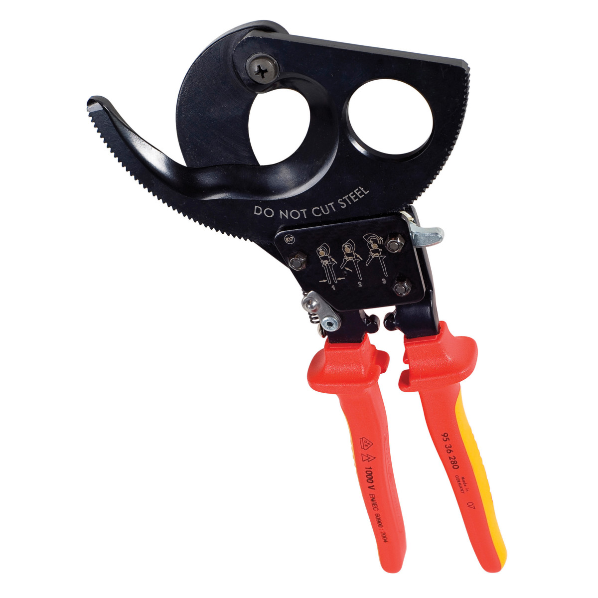 Greenlee 45207I Ratchet Cable Cutter, 1000 kcmil Aluminum, 750 kcmil Copper, 2 in Communication Cable/Wire, 11 in OAL