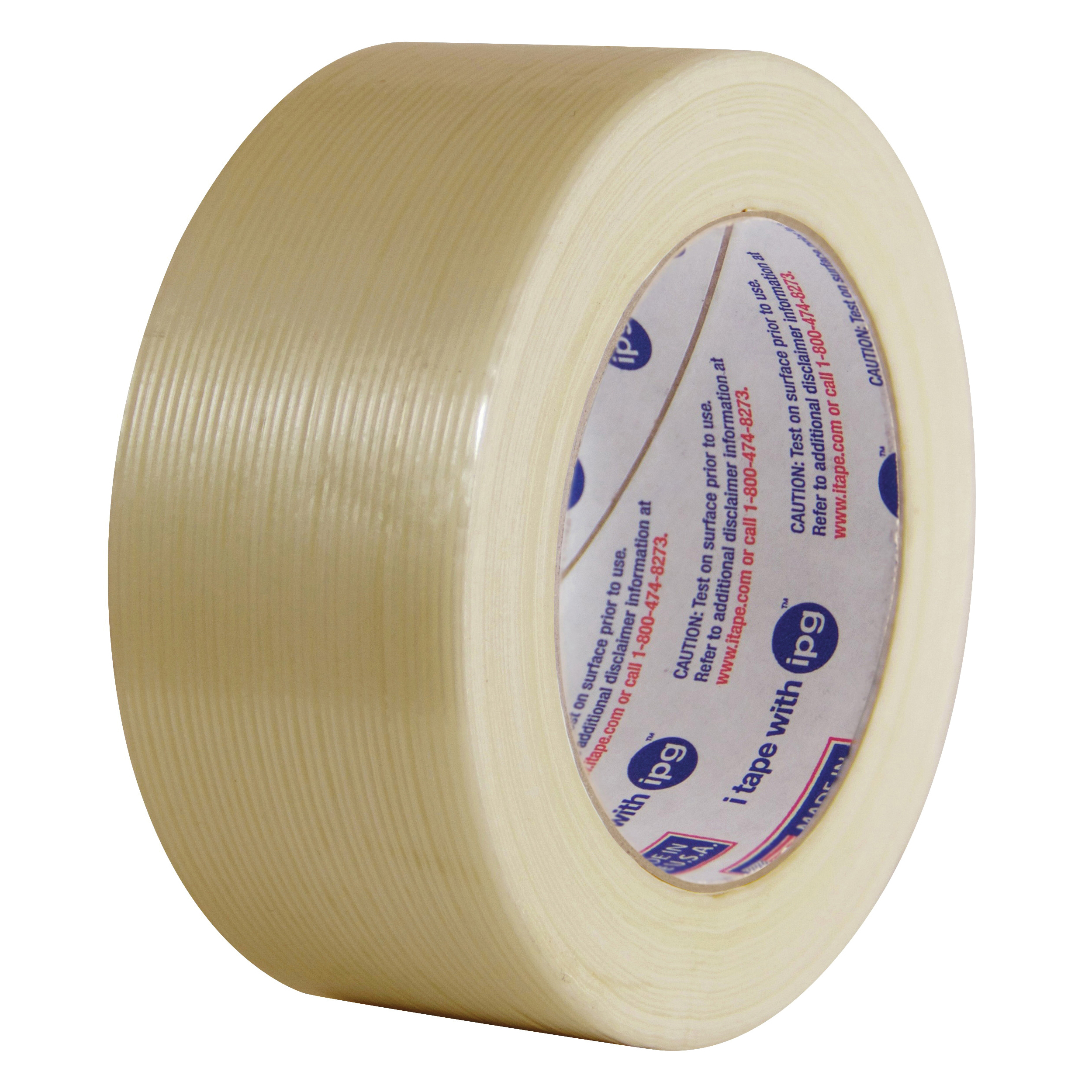 Intertape RG15..27 Medium-Grade Filament Tape, 54.8 m L x 18 mm W, 5.6 mil THK, Natural Rubber Resin Adhesive, Polyester Film Backing, Natural