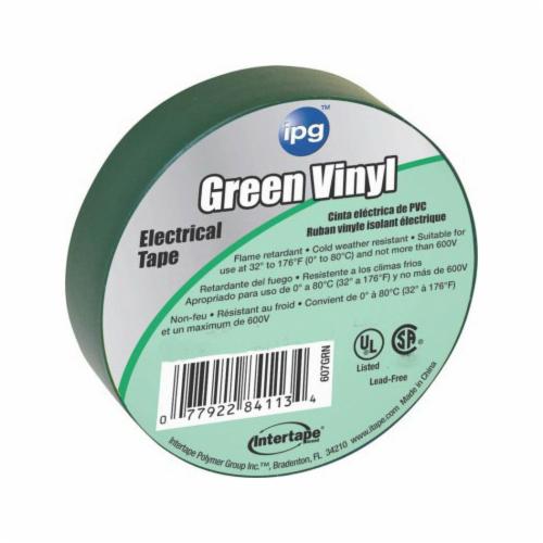 ipg 85827 General Purpose Medium-Grade Electrical Tape, 60 ft L x 3/4 in W, 7 mil THK, Vinyl, Rubber Adhesive, Green