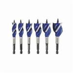 Irwin Speedbor 1877239 MAX SPEED Wood Drill Set, 1/2 in Min Drill Bit, 1-1/8 in Max Drill Bit, 6 Pieces, For Use With Standard Quick-Change Chucks