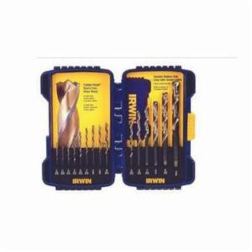 Irwin Turbomax 3018024SM Pro Jobber Length Drill Set, 1/16 in Min Drill Bit, 1/2 in Max Drill Bit, 18 Pieces, HSS, Black/Gold Oxide