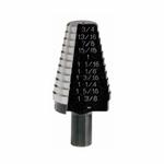 Irwin Unibit 10221 Hole Enlarging Step Drill Bit, 13/16 in Dia Min Hole, 1-3/8 in Dia Max Hole, 10 Steps, HSS, 10 Hole Sizes, 7/16 in Shank