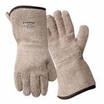 Jomac 636HRL Extra Heavyweight Heat Resistant Gloves, XL, Terrycloth, Brown/White, Cotton Lining, Gauntlet Cuff, Uncoated Coating, 13 in L, Resists: Abrasion, 450 deg F Max