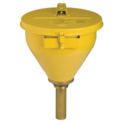 Justrite 08206 Large Drum Funnel, Galvanized, For Use With 2 in Drum Bung and Flammables, 2 in NPT, Steel, Yellow