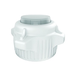 Justrite 12853 Open Top Carboy Cap With Closed Adapter, 3 in Dia x 53 mm Mouth, Polypropylene, White