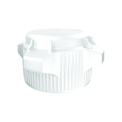 Justrite 12857 Closed Top Carboy Cap, 5 in Dia x 83 mm Mouth, Polypropylene, White