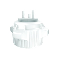 Justrite 12859 Open Top Carboy Cap With Adapter, (2) 1/4 in Molded-In Hose Barbs and Vent, 5 in Dia x 83 mm Mouth, Polypropylene, White