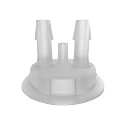 Justrite 12866 Carboy Cap Adapter With (2) 5/16 in Molded-In Hose Barbs and Vent, 3.2 in Dia x 53 mm Mouth, Polypropylene, White