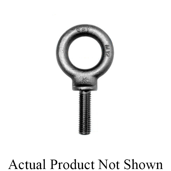 KEN FORGING M10 Fully Threaded Shoulder Pattern Eye Bolt, M10x1.5, 35 mm L Shank, Drop Forged Carbon Steel, Self-Colored