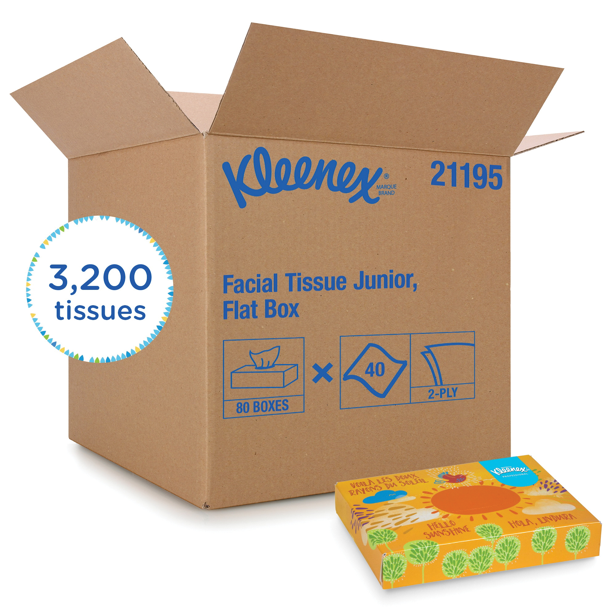 Kleenex 21195 Junior Facial Tissue, White