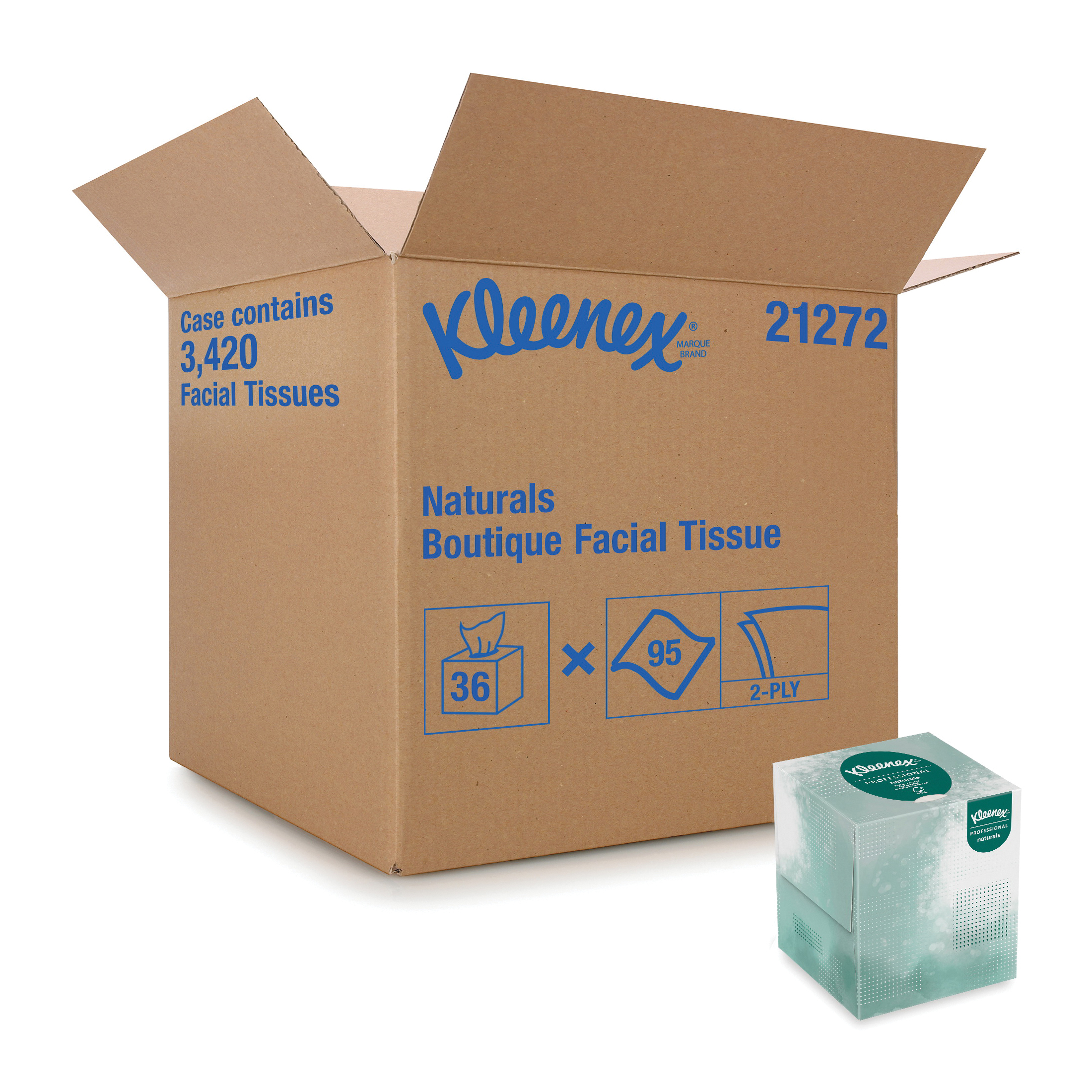 Kleenex 21272 Boutique* Natural Facial Tissue, Softblend Fiber, White