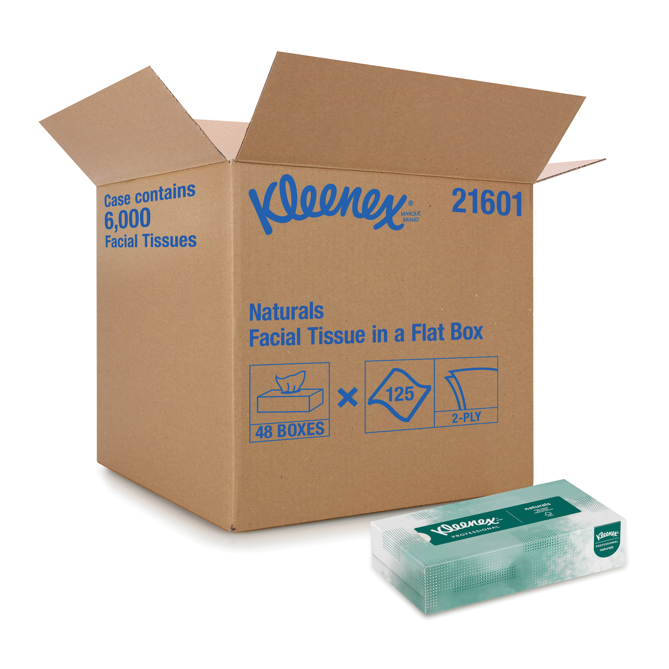 Kleenex 21601 Natural Facial Tissue, Softblend Fiber, White