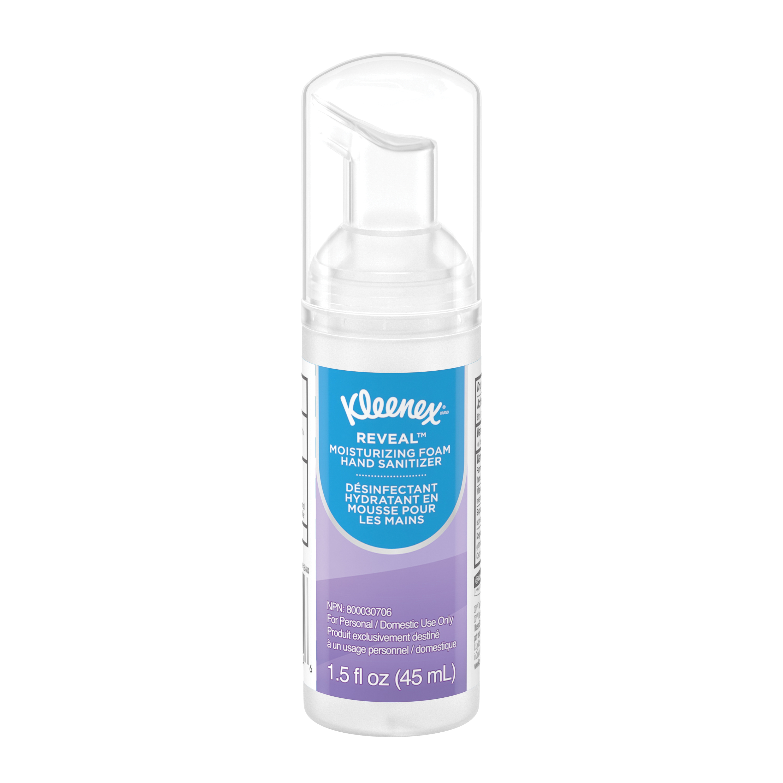 Kleenex 34604 ULTRA* Moisturizing Foam Hand Sanitizer, 1.5 oz Nominal, Bottle Package, Liquid Form, Alcohol/Odorless Odor/Scent, Clear