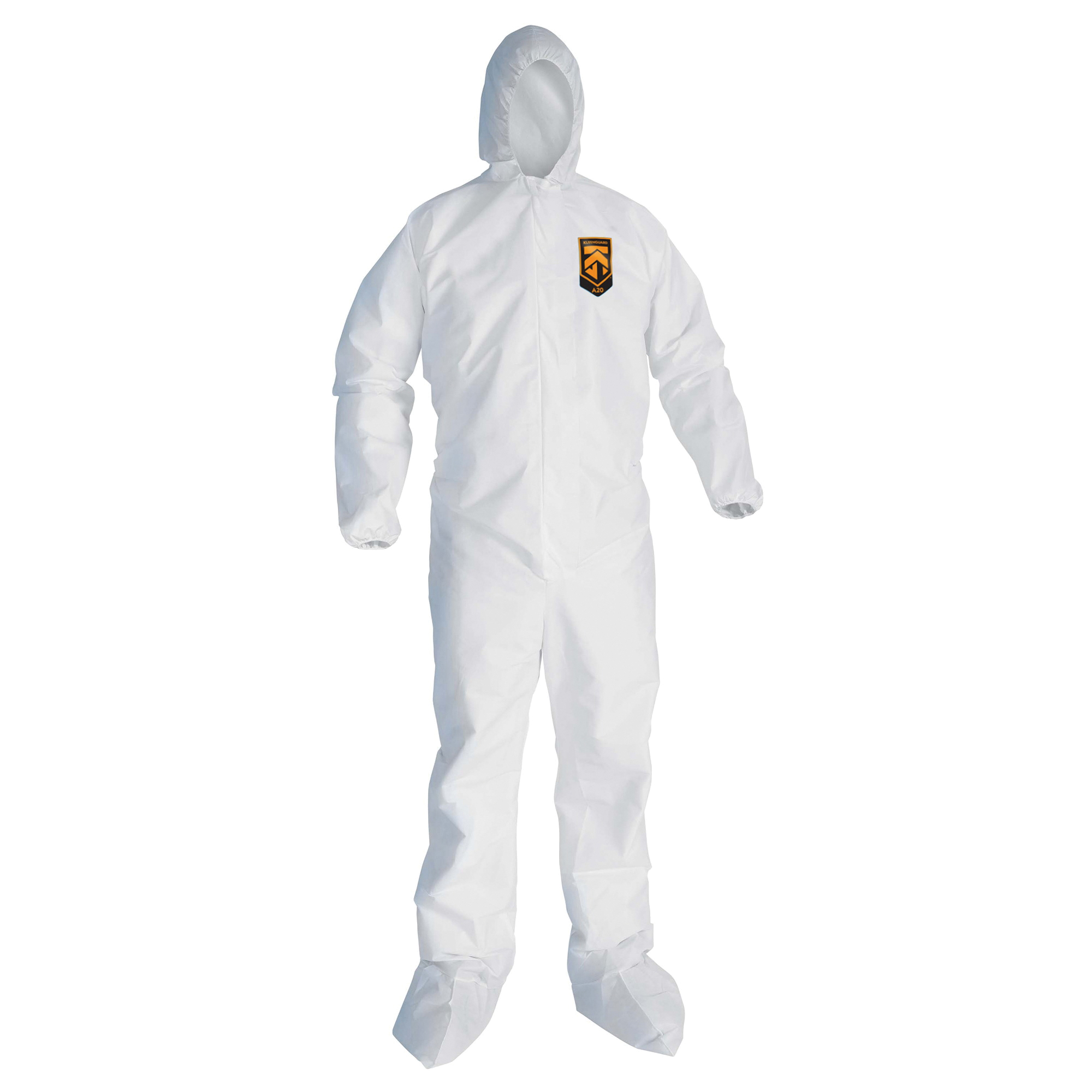 KleenGuard 10615 A10 Breathable Light Duty Lightweight Disposable Coverall, 4XL, White, SMS Fabric, 31 in Chest, 32-1/2 in L Inseam