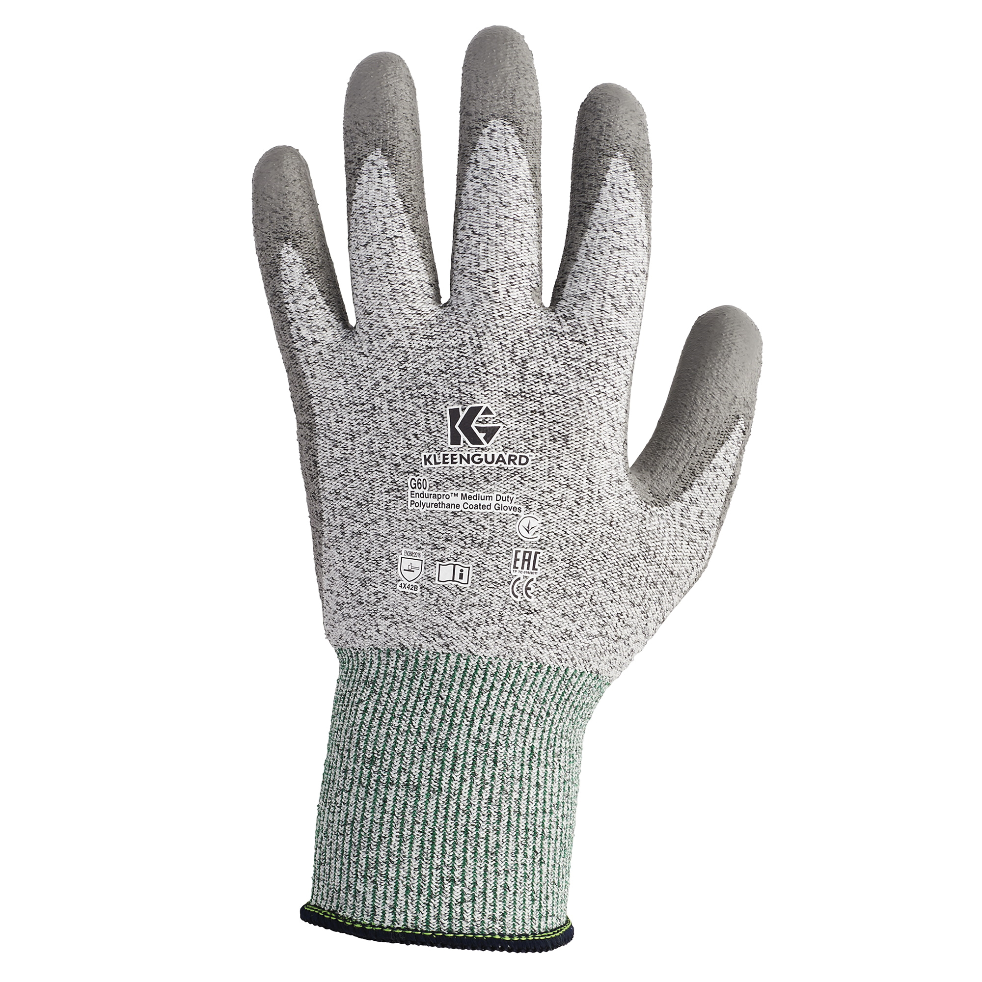 KleenGuard 13823 G60 Cut Resistant Gloves, S/SZ 7, Polyurethane Coating, Dyneema/Glass/Lycra/Nylon/UHMWPE Fiber, Knit Wrist Cuff, Resists: Abrasion, Cut, Puncture and Tear, ANSI Cut-Resistance Level: 3, Paired Hand