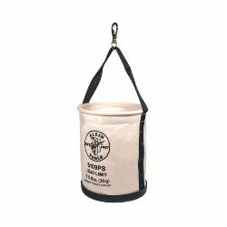 Klein 5109PS Wide Opening Straight Wall Bucket With Pocket, 15 in H, 1 Pocket, #6 Canvas