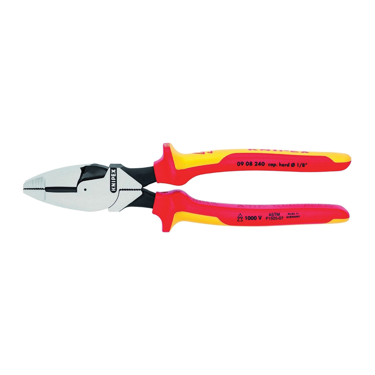 Knipex 09 08 240 SBA American Style High Leverage Lineman's Plier, 1-1/2 in L x 1-1/4 in W x 19/32 in H Steel Jaw, 9-1/4 in OAL