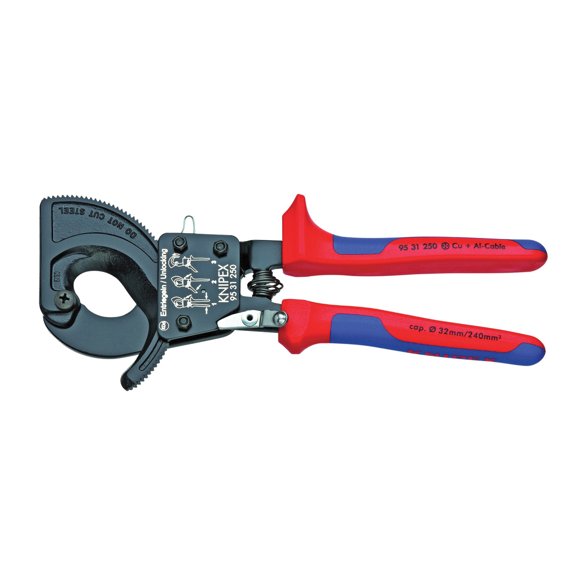 Knipex 95 31 250 SBA Cable Cutter With Opening Spring, 500 kcmil Cable/Wire, 9.84 in OAL