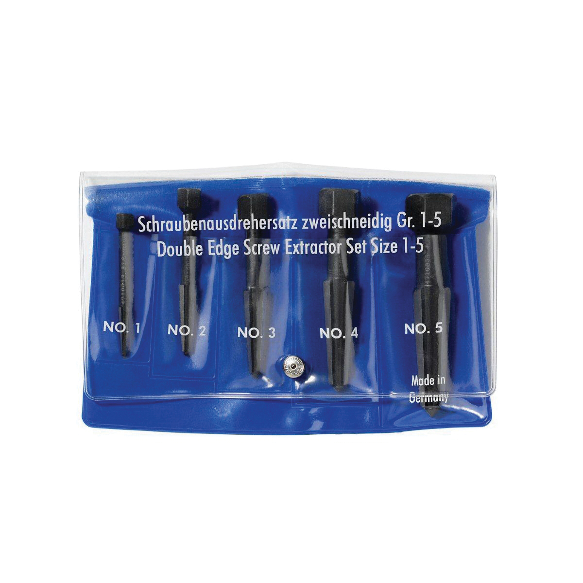 Knipex 9R 471 900 3 Double Edged Screw Extractor Set, #1 to #5, 5 Pieces, Vanadium Steel