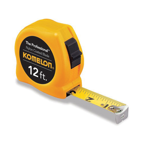 Komelon 4912 Measuring Tape, 12 ft L x 5/8 in W Blade, Steel, Imperial