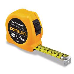 Komelon 4930IM Measuring Tape, 30 ft L x 1 in W Blade, Steel Blade, Imperial/Metric Measuring System