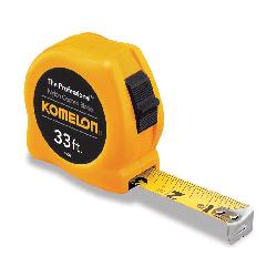Komelon The Professional 4933 Measuring Tape, 33 ft L x 1 in W Blade, Steel, Imperial