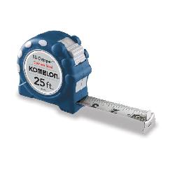 Komelon Gripper SS125 Measuring Tape With Belt Clip, 25 ft L x 1 in W Blade, Stainless Steel Blade, Imperial Measuring System, 1/16 in Graduation