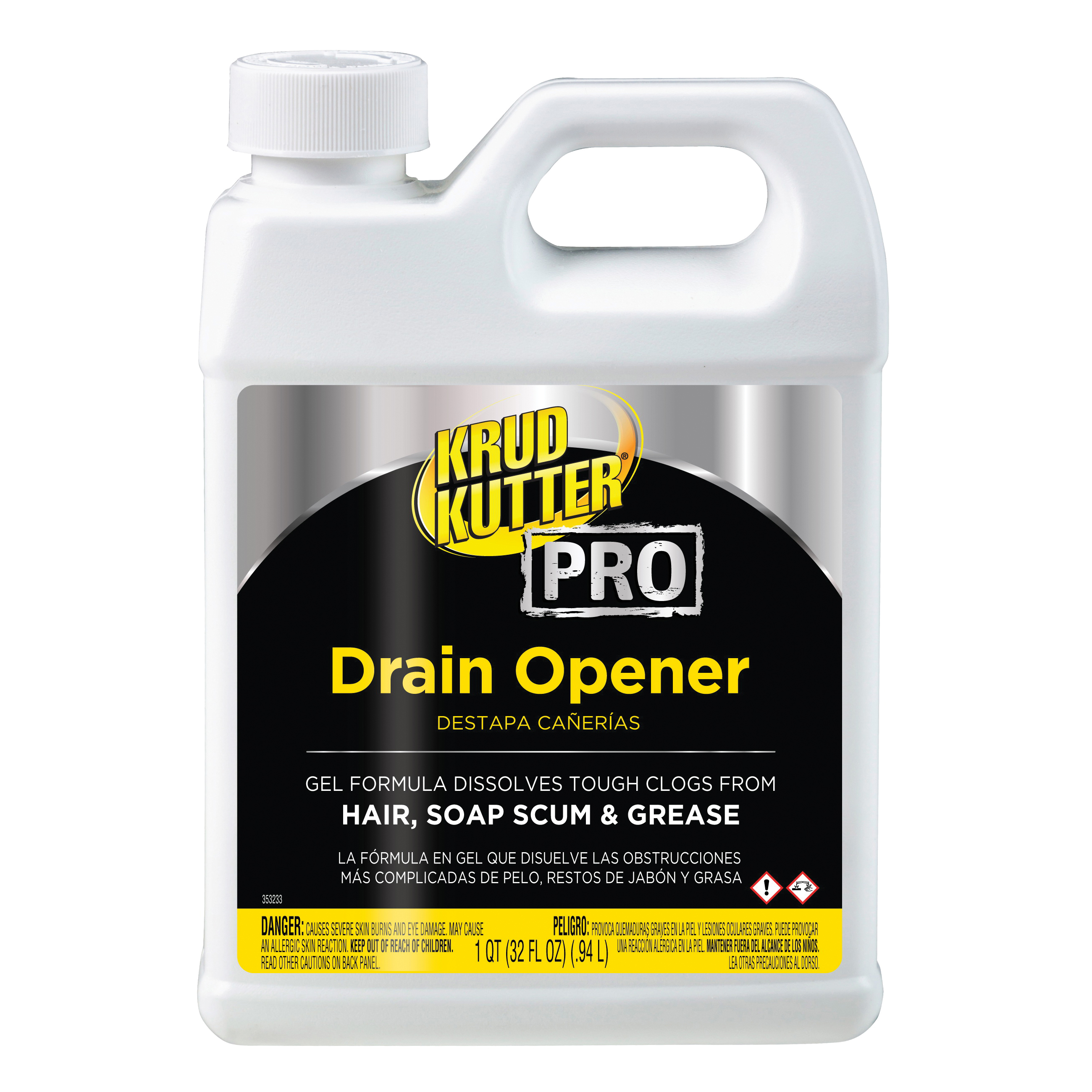 Krud Kutter Pro 352236 Drain Opener, 32 oz Bottle, Characteristic Odor/Scent, Slight Yellow, Liquid Form