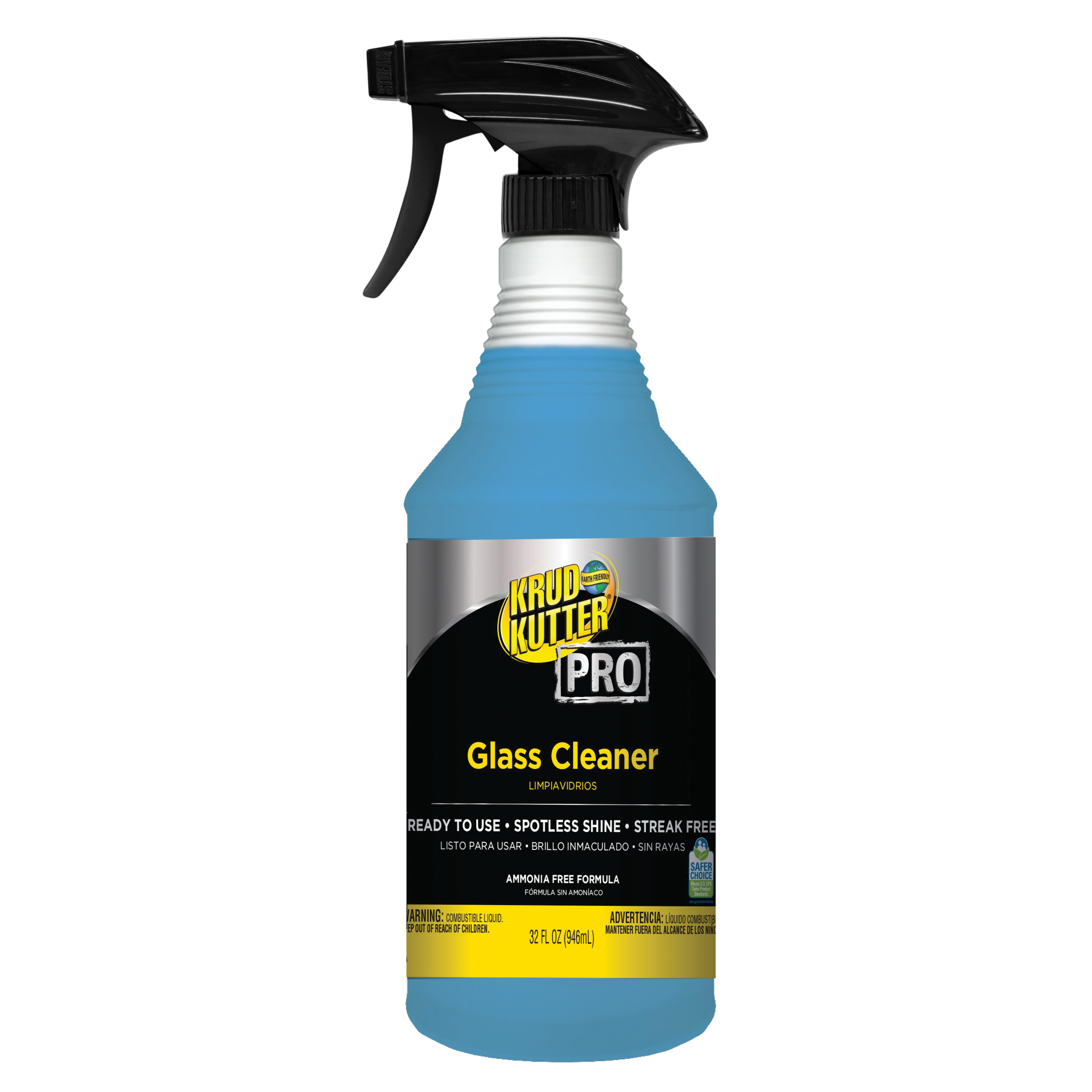 Krud Kutter Pro 352245 Glass Cleaner, 32 oz Trigger Spray Bottle, Solvent Like Odor/Scent, Blue, Liquid Form