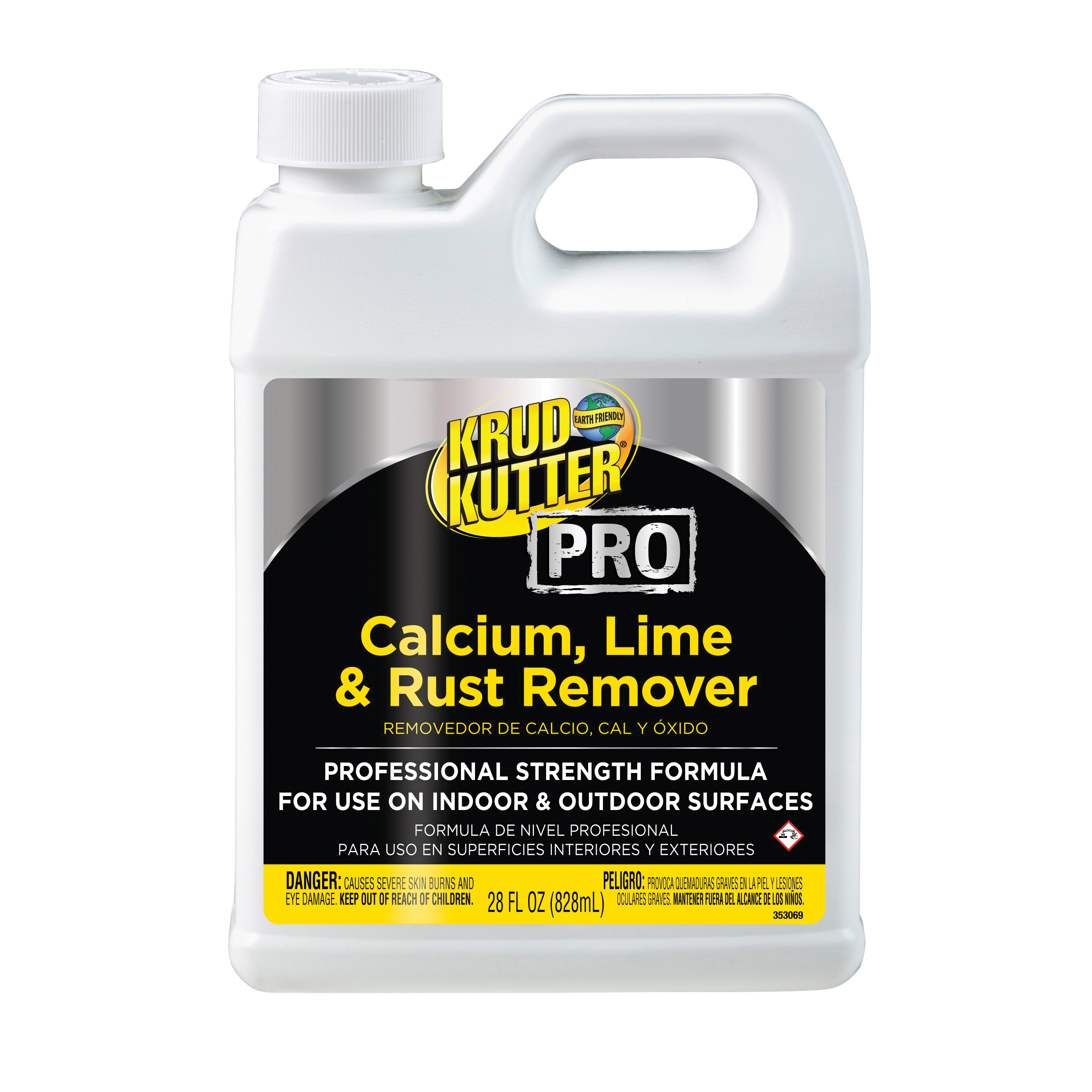Krud Kutter Pro 352250 Calcium, Lime and Rust Remover, 28 oz Bottle, Liquid Form, Light Yellow, Mild Ammonia Odor/Scent