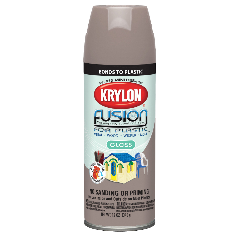 Krylon Fusion for Plastic K02323001 Spray Paint, 16 oz Container, Liquid Form, River Rock, 25 sq-ft Coverage