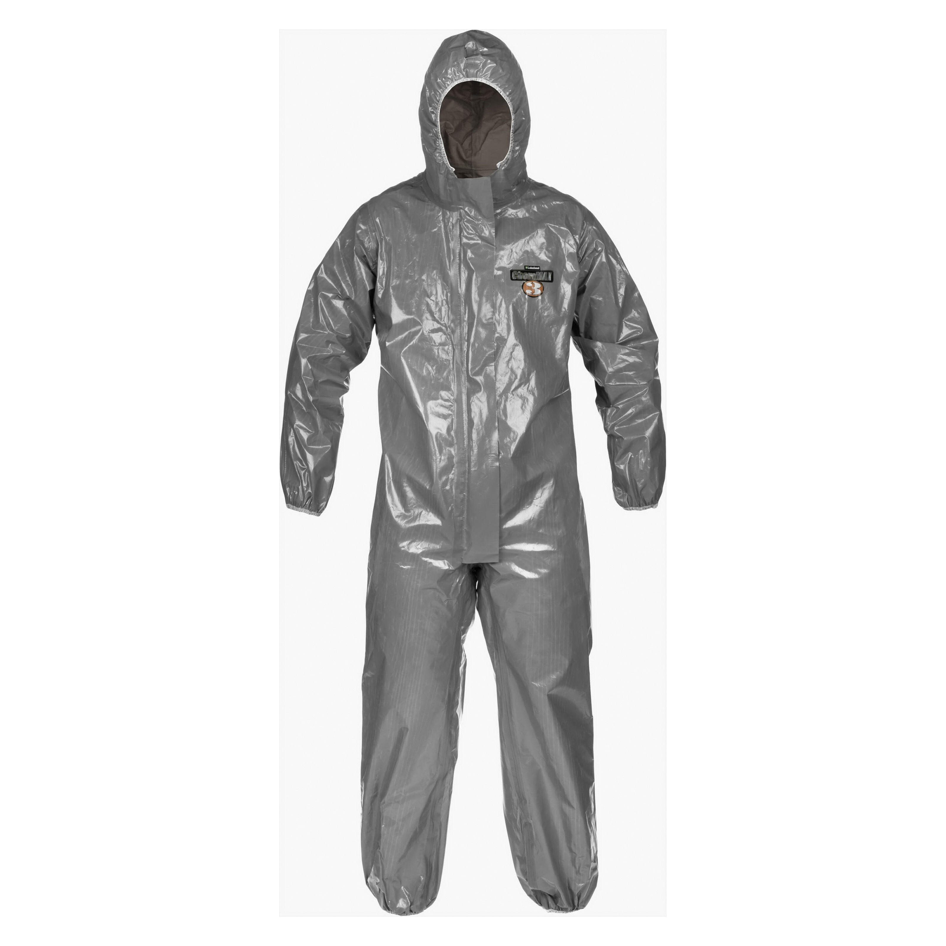 Lakeland C3T132-XL Protective Coverall With Respirator Fit Hood, XL, Gray, ChemMax 3 (Polypropylene Non-Woven), 48 to 50 in Chest, 29 in L Inseam