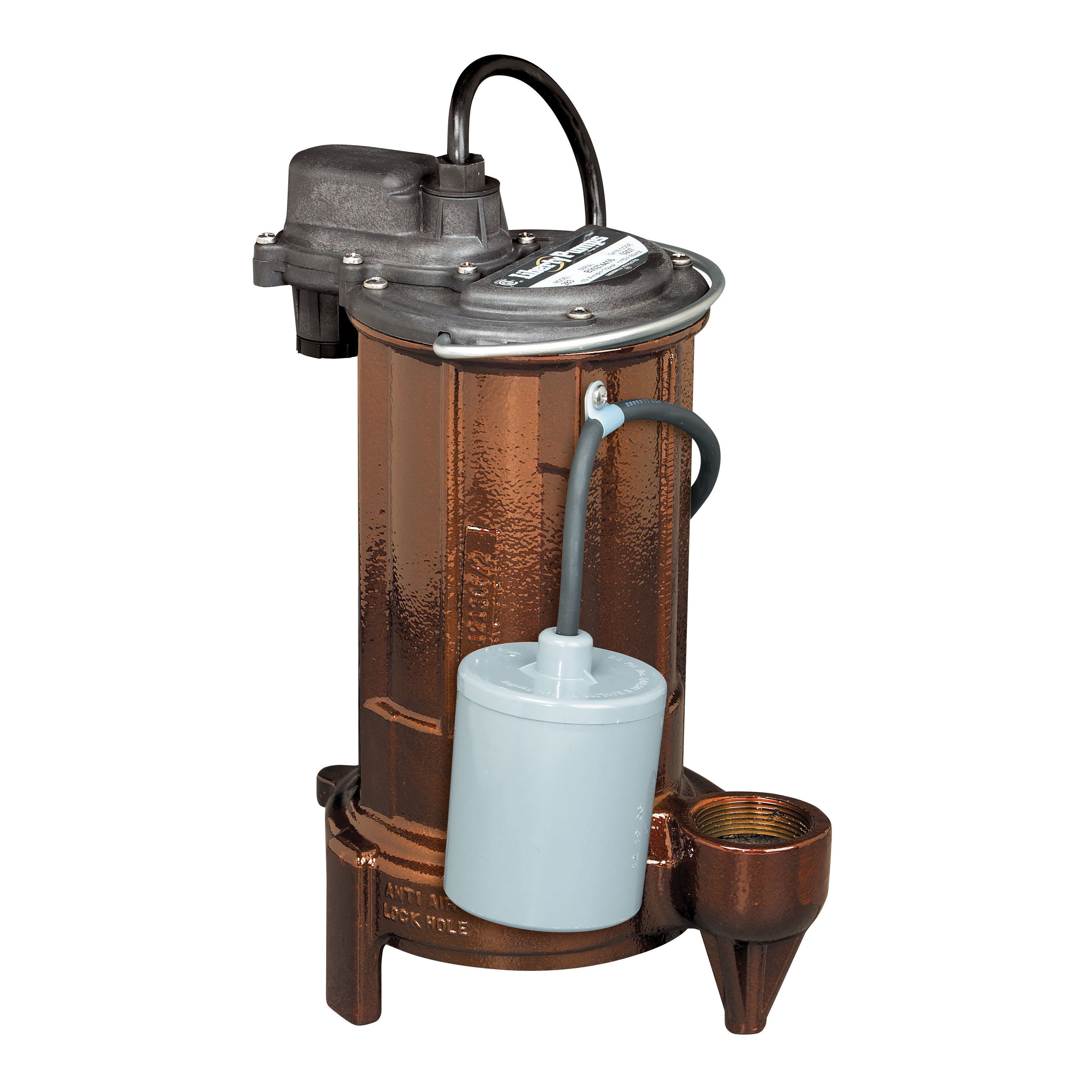 Liberty Pumps 283-2 Submersible Sump Pump With Wide Angle Float With Series Plug, 63 gpm Flow Rate, 1-1/2 in Outlet, 1 ph, 1/2 hp, Cast Iron, Import