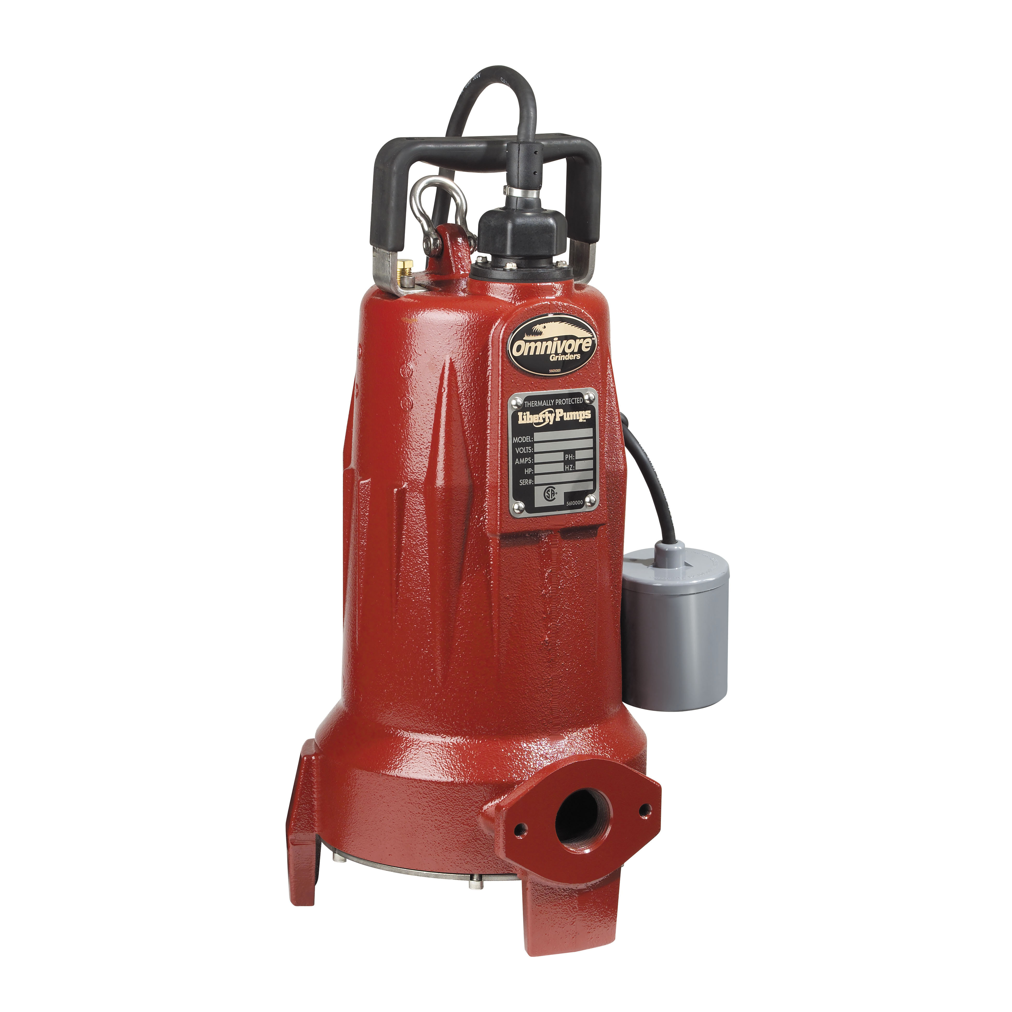Liberty Pumps Omnivore LSG202A 1-Stage Submersible Grinder Pump, 50 gpm Max Flow, 10 ft Rated Head, Automatic, 110 ft Max Head, 208 to 230 VAC, 1 ph